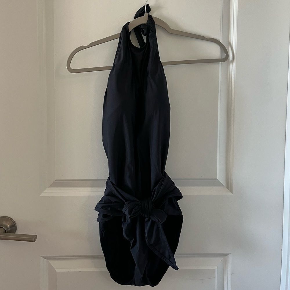Hermonza Genevieve High Halter Neck Sash Tie One-Piece Swimsuit - Picture 6 of 11